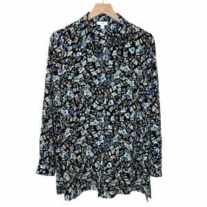 J.Jill Women’s Floral Layered Hidden Button Front Blouse Size Medium